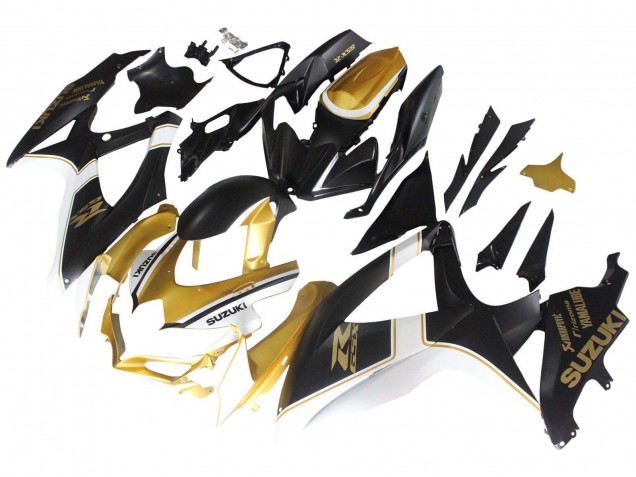 Carenados Moto Suzuki GSXR 600 / GSXR 750 2008-2010 - Negro Mate Blanco Oro Fábrica