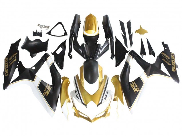 Carenados Moto Suzuki GSXR 600 / GSXR 750 2008-2010 - Negro Mate Blanco Oro Fábrica