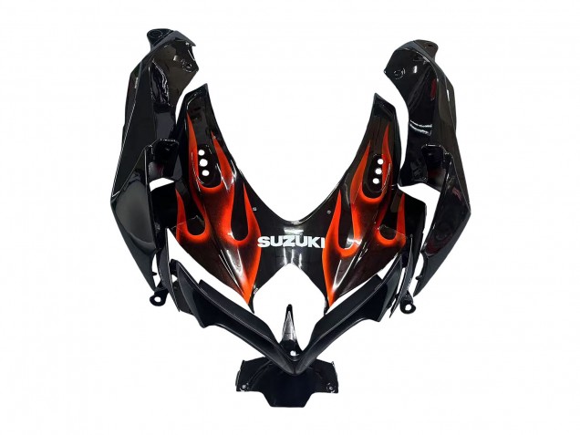 Carenados Moto Suzuki GSXR 600 / GSXR 750 2008-2010 - Negro Brillante Naranja Llama Fábrica