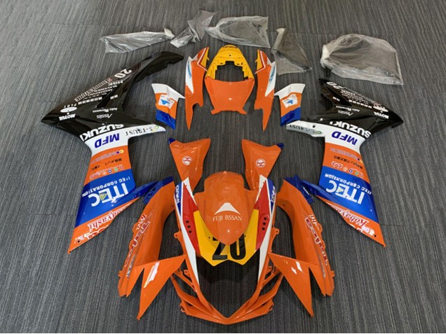 Carenados Moto Suzuki GSXR 600 / GSXR 750 2008-2010 - Naranja Azul Blanco Negro ITEC Fábrica
