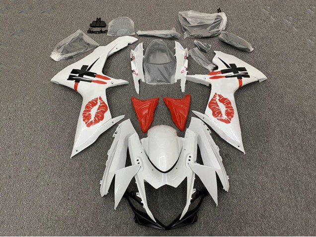 Carenados Moto Suzuki GSXR 600 / GSXR 750 2008-2010 - Blanco Rojo Lipstick Fábrica