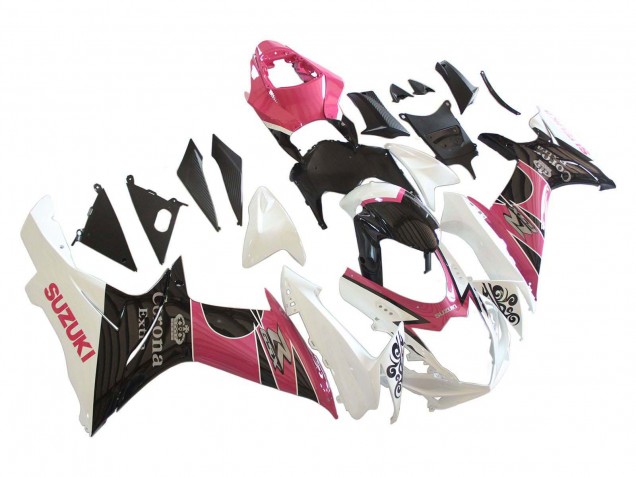 Carenados Moto Suzuki GSXR 600 / GSXR 750 2011-2024 - Blanco Rosa Negro Corona Fábrica