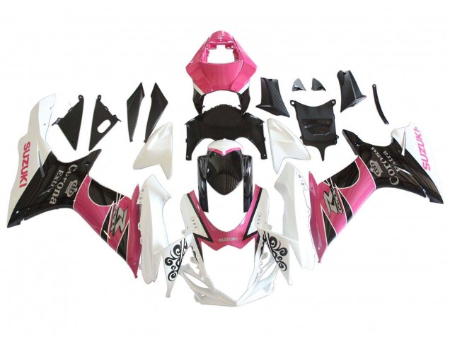 Carenados Moto Suzuki GSXR 600 / GSXR 750 2011-2024 - Blanco Rosa Negro Corona Fábrica