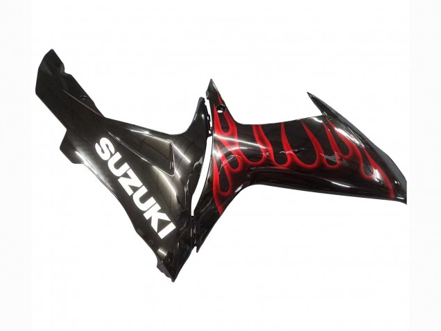 Carenados Moto Suzuki GSXR 600 / GSXR 750 2011-2024 - Negro Brillante Rojo Llama Fábrica