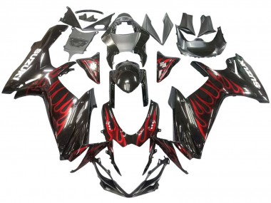 Carenados Moto Suzuki GSXR 600 / GSXR 750 2011-2024 - Negro Brillante Rojo Llama Fábrica