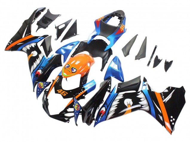 Carenados Moto Suzuki GSXR 600 / GSXR 750 2011-2024 - Azul Claro Naranja Negro Blanco Tiburón 46 Fábrica