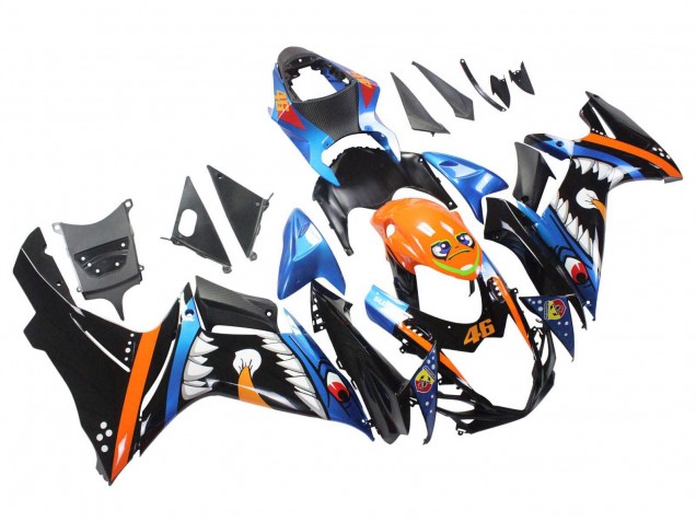 Carenados Moto Suzuki GSXR 600 / GSXR 750 2011-2024 - Azul Claro Naranja Negro Blanco Tiburón 46 Fábrica