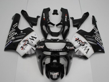 Carenados Moto Kawasaki ZX9R 1994-1997 - Negro Brillante Blanco West Fábrica