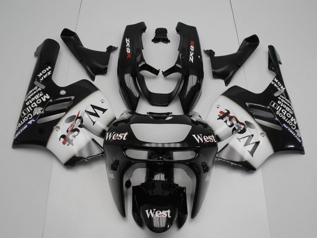 Carenados Moto Kawasaki ZX9R 1994-1997 - Negro Brillante Blanco West Fábrica