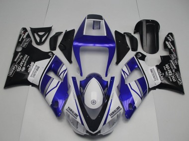 Carenados Moto Yamaha YZF R1 1998-1999 - Azul Blanco Negro Brillante Yamalube Motards Fábrica