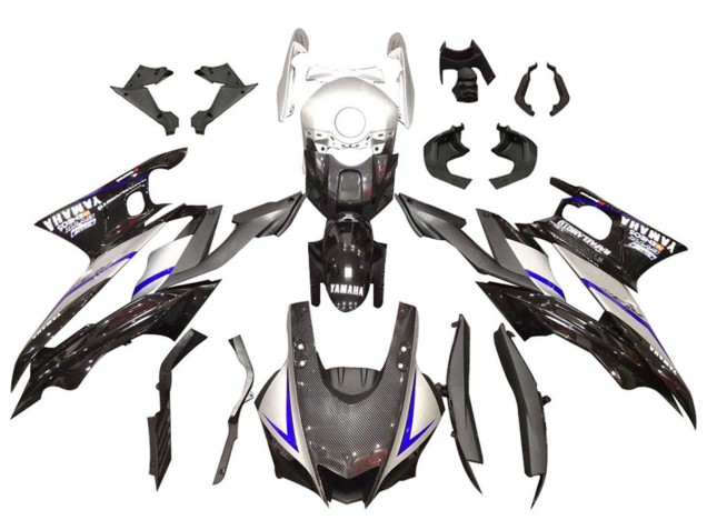 Carenados Moto Yamaha YZF R3/R25 2019-2021 - Plata Negro Brillante FibraCarbono Estilo Fábrica