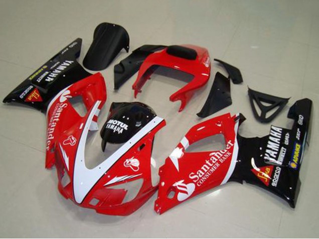 Carenados Moto Yamaha YZF R1 1998-1999 - Rojo Blanco Negro Brillante Motul Santander Fábrica