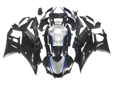 Carenados Moto Yamaha YZF R3/R25 2022-2024 - Negro FibraCarbono Estilo Plata Azul Fábrica