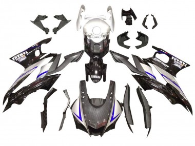 Kits Carenado Moto Yamaha YZF R3/R25 2022-2024 - Plata Azul Negro FibraCarbono Estilo Fábrica