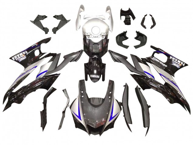 Kits Carenado Moto Yamaha YZF R3/R25 2022-2024 - Plata Azul Negro FibraCarbono Estilo Fábrica