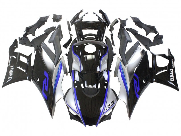 Carenados Moto Yamaha YZF R3/R25 2022-2024 - Plata Azul Negro Brillante Fábrica