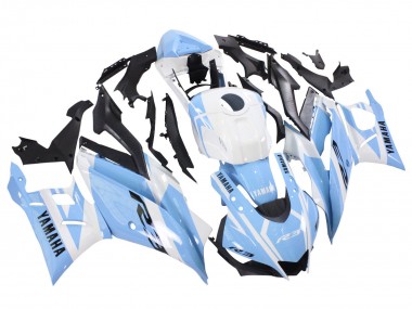 Carenados Moto Yamaha YZF R3/R25 2022-2024 - Blanco Azul Claro Fábrica