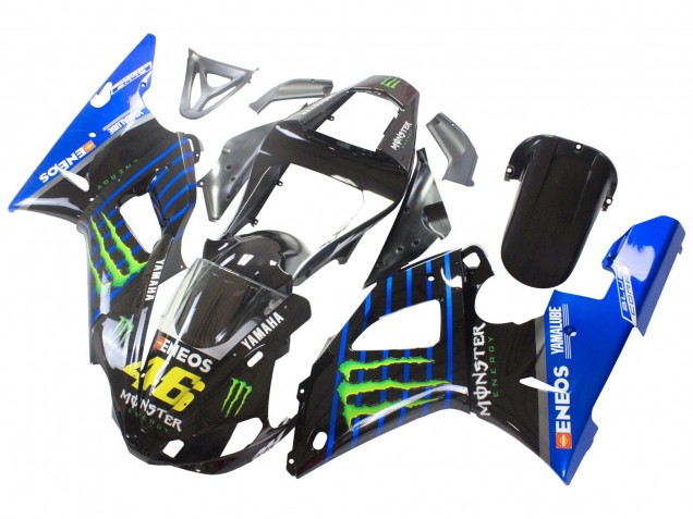 Carenados Moto Yamaha YZF 1000 R1 2000-2001 - Azul Negro Verde Monstruo Yamalube ENEOS 46 Fábrica