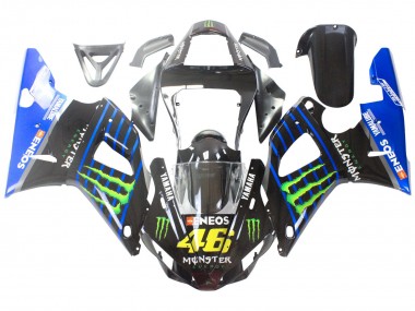 Carenados Moto Yamaha YZF 1000 R1 2000-2001 - Azul Negro Verde Monstruo Yamalube ENEOS 46 Fábrica