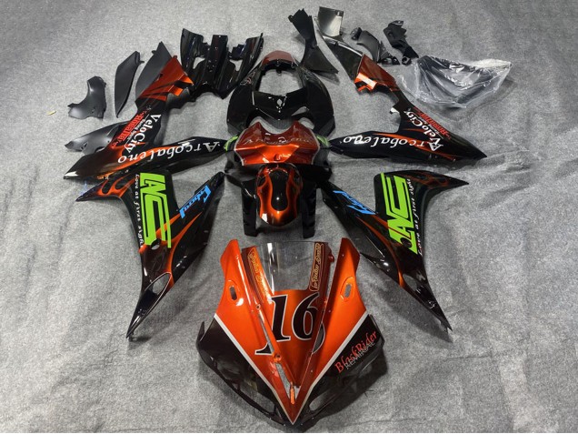 Carenados Moto Yamaha YZF 1000 R1 2002-2003 - Naranja Negro Neon Verde Llama 16 Fábrica
