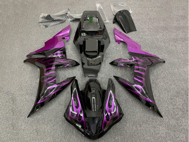 Carenados Moto Yamaha YZF 1000 R1 2002-2003 - Negro Brillante Púrpura Llama Fábrica