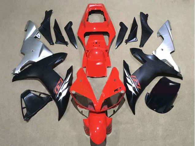 Carenados Moto Yamaha YZF 1000 R1 2002-2003 - Rojo Plata Negro Mate Fábrica