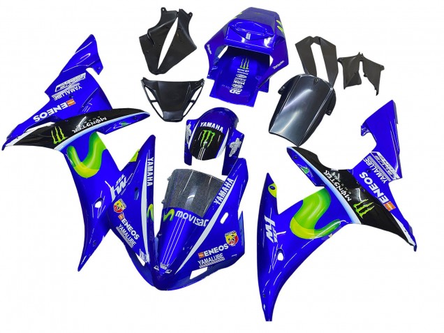 Carenados Moto Yamaha YZF 1000 R1 2002-2003 - Azul Negro Verde MoviStar ENEOS Monstruo Fábrica