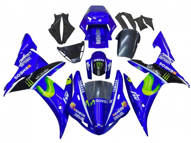 Carenados Moto Yamaha YZF 1000 R1 2002-2003 - Azul Negro Verde MoviStar ENEOS Monstruo Fábrica