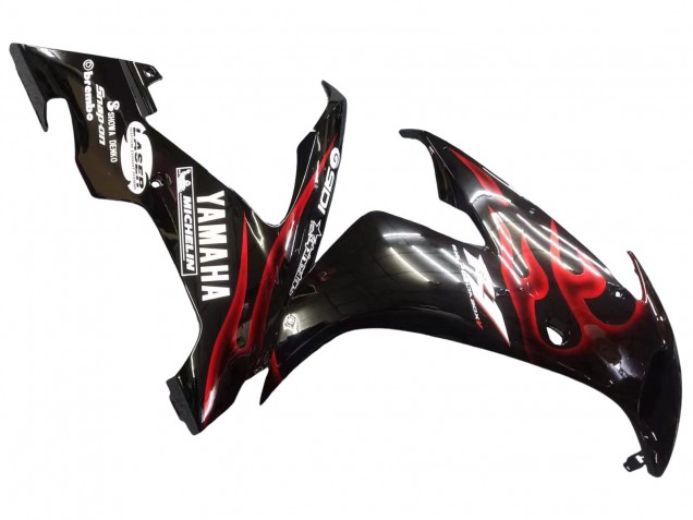 Carenados Moto Yamaha YZF 1000 R1 2004-2006 - Negro Brillante Rojo Llama Fábrica