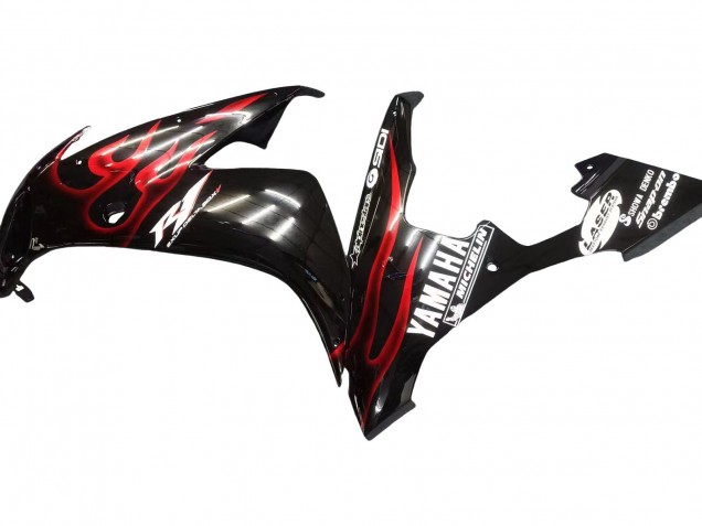 Carenados Moto Yamaha YZF 1000 R1 2004-2006 - Negro Brillante Rojo Llama Fábrica