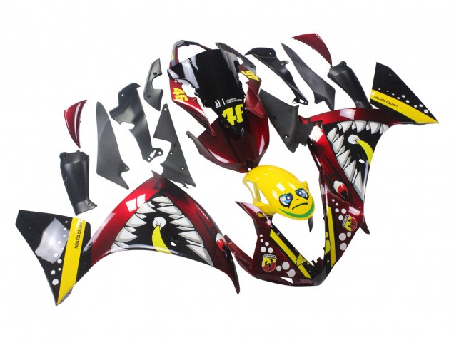 Carenados Moto Yamaha YZF 1000 R1 2009-2011 - Rojo Amarillo Negro Tiburón 46 Fábrica
