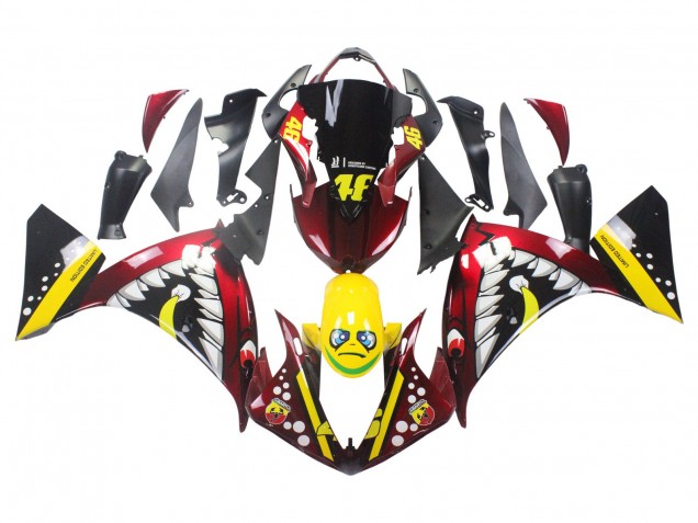 Carenados Moto Yamaha YZF 1000 R1 2009-2011 - Rojo Amarillo Negro Tiburón 46 Fábrica