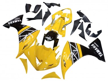 Kits Carenado Moto Yamaha YZF 1000 R1 2009-2011 - Amarillo Blanco Negro Raya Fábrica