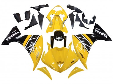 Kits Carenado Moto Yamaha YZF 1000 R1 2009-2011 - Amarillo Blanco Negro Raya Fábrica