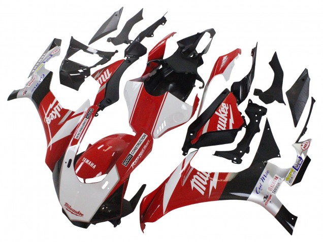 Carenado Moto Yamaha YZF 1000 R1 2015-2019 - Blanco Rojo Negro Milwaukee Fábrica