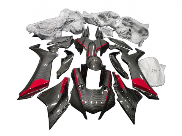 Carenados Moto Yamaha YZF 1000 R1 2020-2025 - Negro FibraCarbono Rojo Fábrica