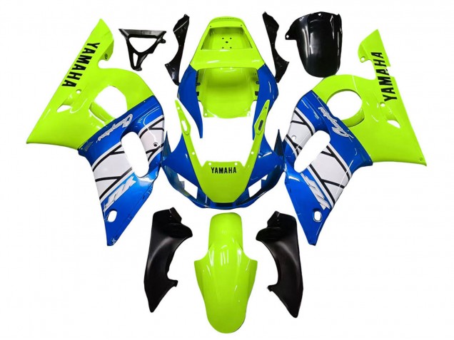 Carenados Moto Yamaha YZF 600 R6 1998-2002 - Neon Verde Azul Blanco Champions Fábrica