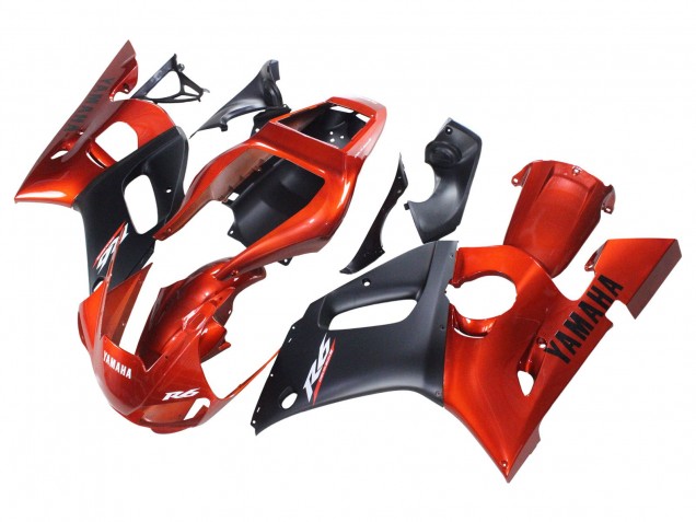 Carenados Moto Yamaha YZF 600 R6 1998-2002 - Naranja Negro Mate Fábrica