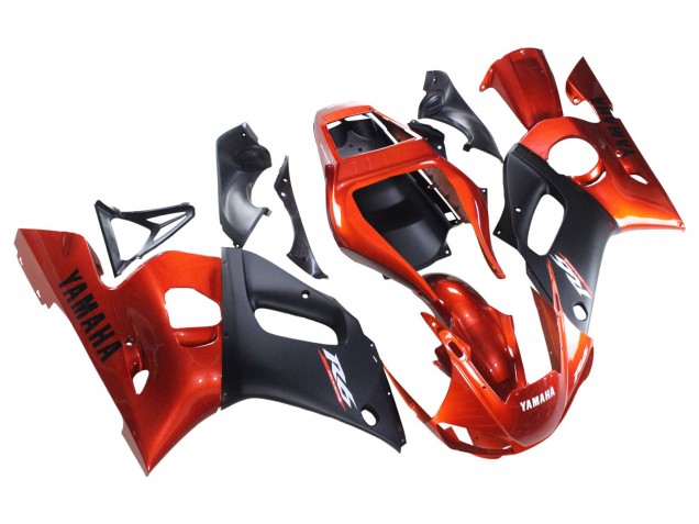 Carenados Moto Yamaha YZF 600 R6 1998-2002 - Naranja Negro Mate Fábrica