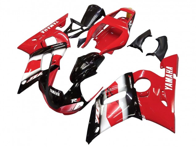 Carenado Moto Yamaha YZF 600 R6 1998-2002 - Rojo Blanco Negro Brillante Fábrica