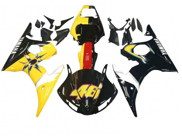 Carenados Moto Yamaha YZF R6 2003-2004 - Amarillo Rojo Negro Brillante 46 Fábrica