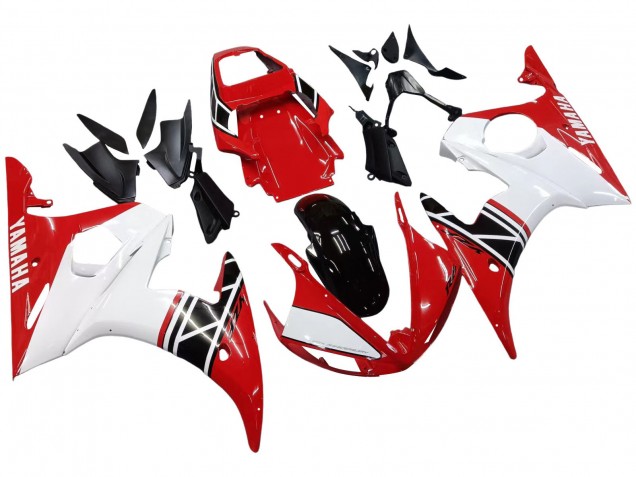 Carenado Moto Yamaha YZF R6 2003-2004 - Blanco Rojo Negro Brillante Fábrica