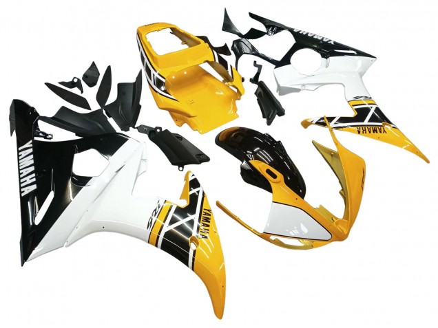 Carenados Moto Yamaha YZF R6S 2006-2009 - Amarillo Blanco Negro Brillante Fábrica
