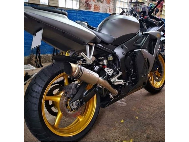 Carenados Moto Yamaha YZF R6 2003-2004 - Gris Mate Negro Mate Oro Calcomanías Fábrica