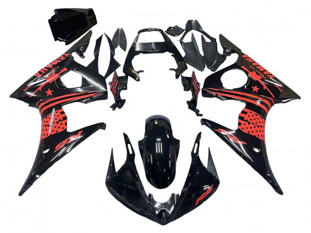 Carenado Moto Yamaha YZF R6S 2006-2009 - Negro Brillante Rojo Fábrica