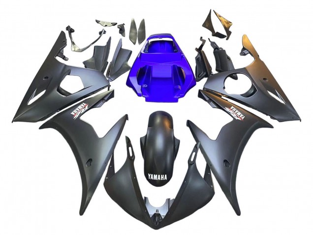 Carenados Moto Yamaha YZF R6 2003-2004 - Azul Negro Mate Fábrica