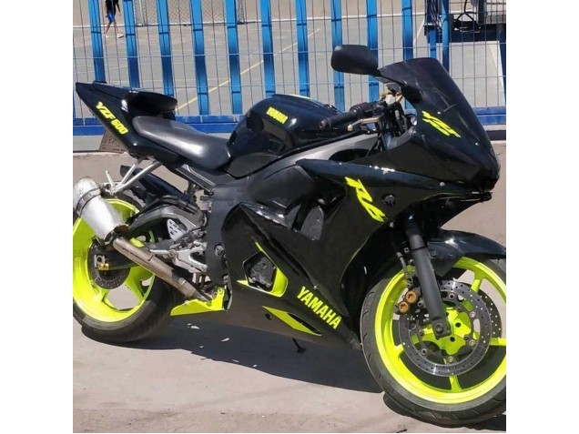 Carenados Moto Yamaha YZF R6 2003-2004 - Negro Brillante Neon Amarillo Fábrica