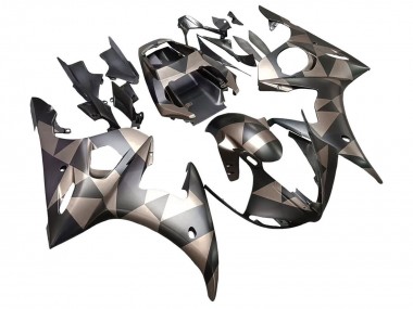 Carenados Moto Yamaha YZF R6S 2006-2009 - Gris Negro Mate Geométrico Fábrica