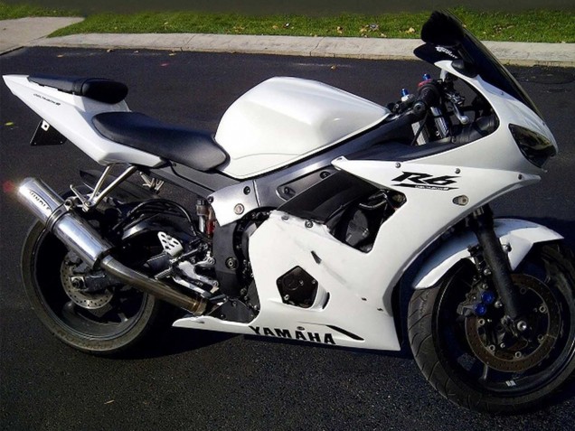 Carenados Moto Yamaha YZF R6 2003-2004 - Blanco Negro Calcomanías Fábrica
