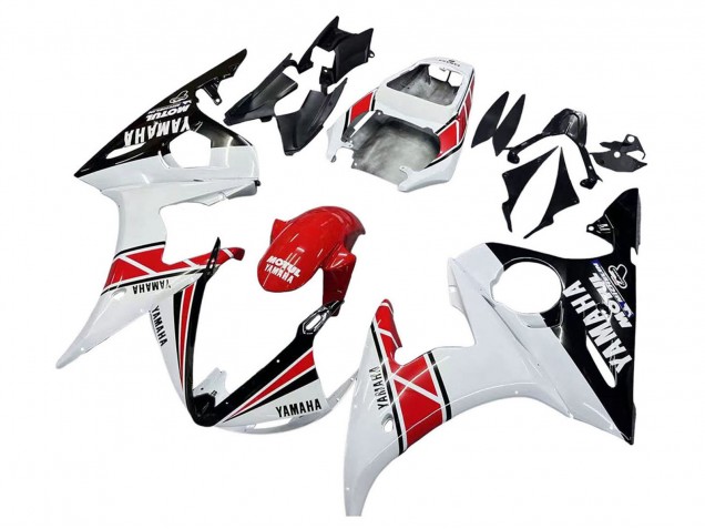 Carenados Moto Yamaha YZF R6 2003-2004 - Blanco Rojo Negro Brillante Motul Fábrica